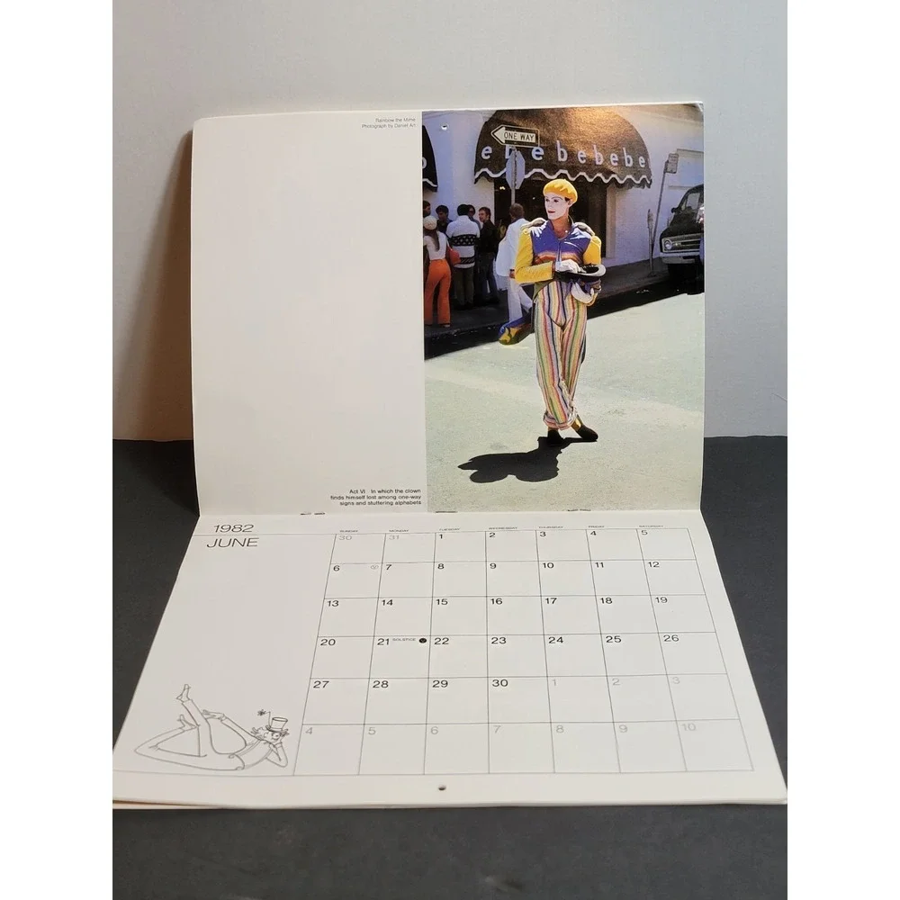 1982 Clowns Calendar / Wallpaper/ Art / Prints New